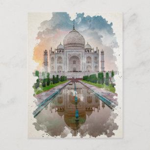 Taj Mahal India Waterverf Art Briefkaart
