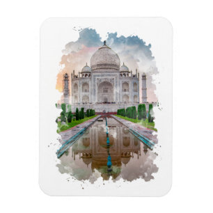 Taj Mahal India Waterverf Art Magneet