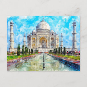 Taj Mahal, India waterverf briefkaart