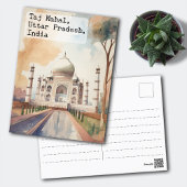 Taj Mahal, India Waterverf Reizen Briefkaart