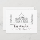 Taj Mahal Latitude Longitude Briefkaart (Voorkant / Achterkant)