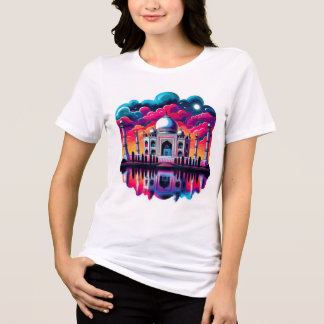 Taj Mahal onder een prachtige kleurrijke regenboog Tri-Blend Shirt