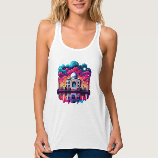 Taj Mahal onder een prachtige regenbooghemel Tanktop