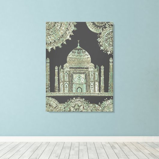 Taj Mahal - Oriental Bohemian Style Canvas Afdruk (Insitu (Houten vloer))