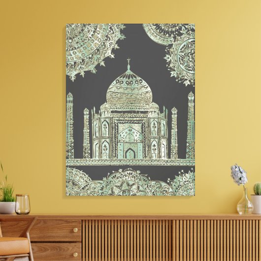 Taj Mahal - Oriental Bohemian Style Canvas Afdruk (Insitu (Woonkamer))