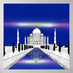 Taj Mahal Seven Wonders illustratie Poster
