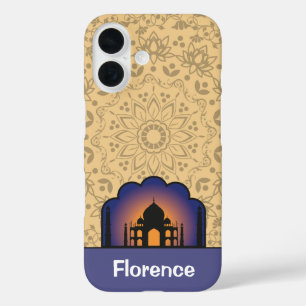 Taj Mahal silhouet gepersonaliseerde naam Case-Mat iPhone 16 Hoesje