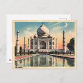Taj Mahal Vintage Reizen Briefkaart (Voorkant / Achterkant)