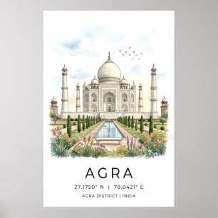 Taj Mahal-wandkunst Elegant Ivoorontwerp - Symmetr Poster