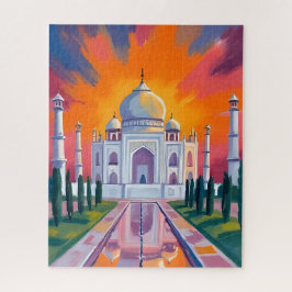 Taj Mahal Watercolor Sunset India Travel Legpuzzel