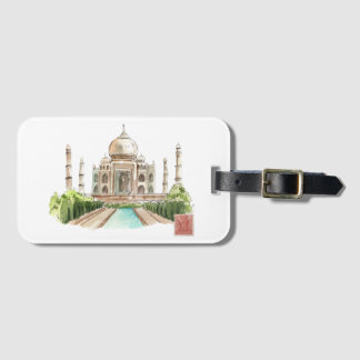 Taj Mahal Waterverf Art Print Iconische Indiase De Bagagelabel