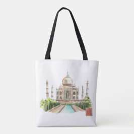 Taj Mahal Waterverf Art Print Iconische Indiase De Draagtas
