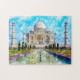 Taj Mahal Waterverf gekleurd Legpuzzel