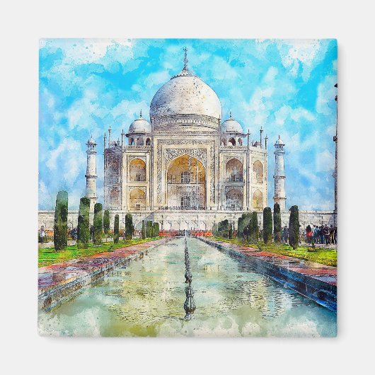 Taj Mahal waterverf schilderen Magneet (Voorkant)