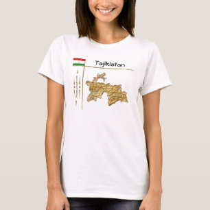 Tajikistan Carte + Drapeau + Titre T-Shirt
