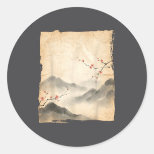 Tak blossem takken Japanse inkt schilderkunst Ronde Sticker