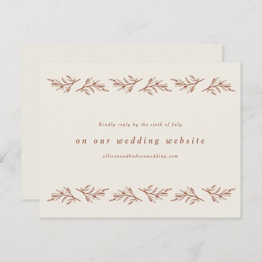 tak Boho Wedding Website RSVP Kaartje (Voorkant / Achterkant)