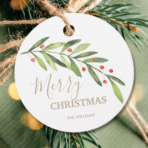 Tak en Bessen Prettig Kerstmis Rond Bedankjes Labels