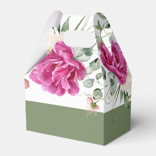 Tak, groen roze rozen typografie bruiloft bedankdoosjes (Achterkant)