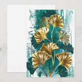 Tak met gouden bladeren Ginko Biloba Aankondiging (Voorkant / Achterkant)