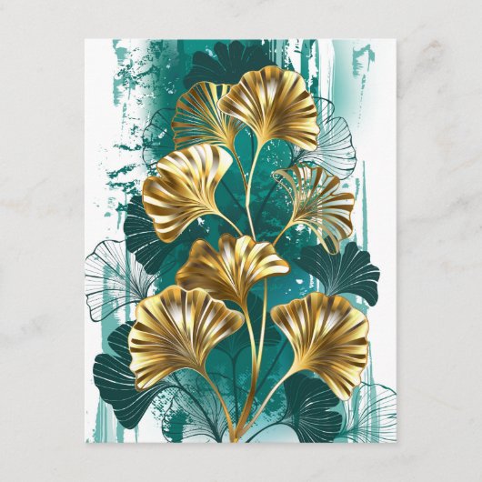 Tak met gouden bladeren Ginko Biloba Advieskaart (Voorkant)