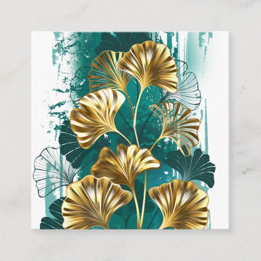 Tak met gouden bladeren Ginko Biloba Contactkaartje (Voorkant)