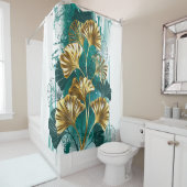 Tak met gouden bladeren Ginko Biloba Douchegordijn (In situ)