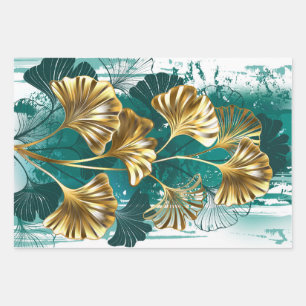 Tak met gouden bladeren Ginko Biloba Inpakpapier Vel