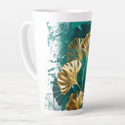 Tak met gouden bladeren Ginko Biloba Latte Mok (Linkerhoek)