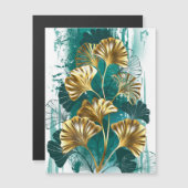 Tak met gouden bladeren Ginko Biloba Magnetische Uitnodiging (Voorkant / Achterkant)