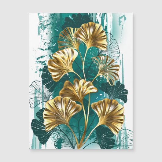 Tak met gouden bladeren Ginko Biloba Magnetische Uitnodiging (Voorkant)