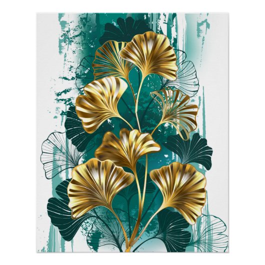 Tak met gouden bladeren Ginko Biloba Perfect Poster (Voorkant)