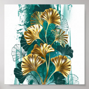 Tak met gouden bladeren Ginko Biloba Poster
