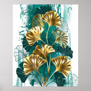 Tak met gouden bladeren Ginko Biloba Poster