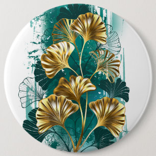 Tak met gouden bladeren Ginko Biloba Ronde Button 6,0 Cm