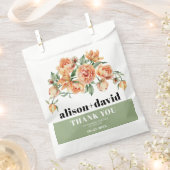 Tak met perzik rozen en bladeren bloemenbruiloft bedankzakje (Geknipt)