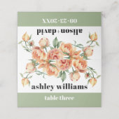 Tak met perzik rozen salie groene bloemenbruiloft (Buitenkant ongevouwen)