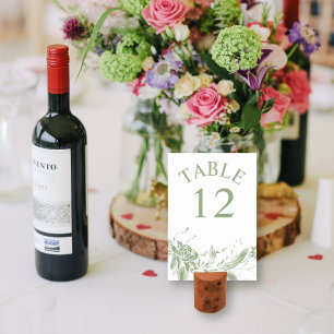 Tak met salie groene en witte bloemen bruiloft kaart