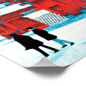 Takahashi - Het Rode Gate van Hongo in sneeuw Poster (Hoek)