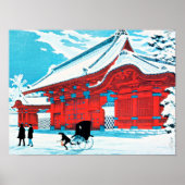 Takahashi - Het Rode Gate van Hongo in sneeuw Poster (Voorkant)