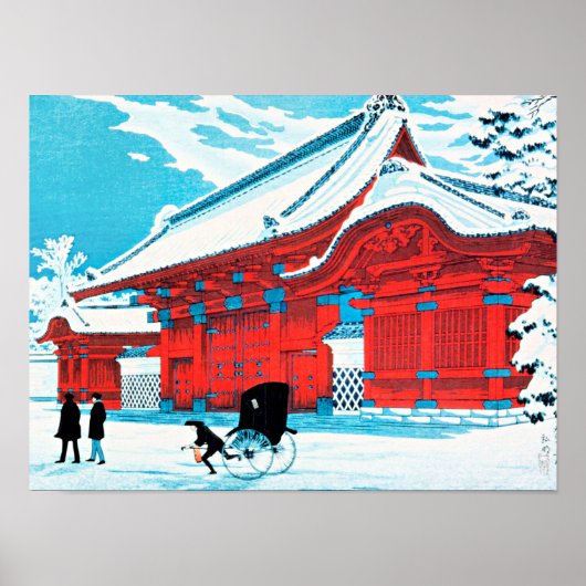 Takahashi - Het Rode Gate van Hongo in sneeuw Poster (Voorkant)