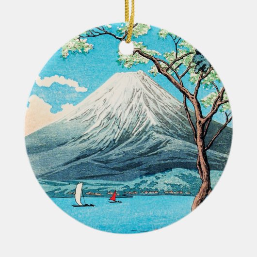 Takahashi - Mount Fuji uit het meer van Yamanaka Keramisch Ornament (Voorkant)
