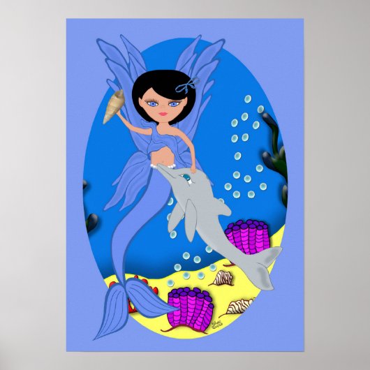 Takara the Blue Merfaery and Dolphin Poster (Voorkant)