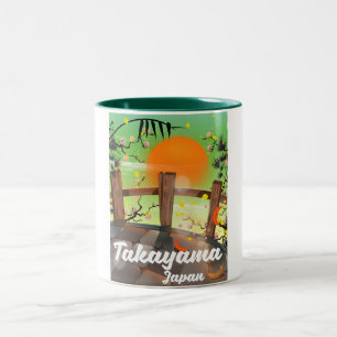 Takayama Japanse bloesem poster. Tweekleurige Koffiemok