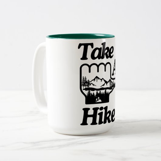 Take A Hike Tweekleurige Koffiemok (Voorkant links)