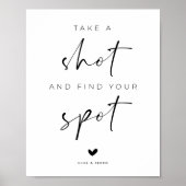 Take a Shot and Fnd Your Spot Wedding Sign Poster (Voorkant)