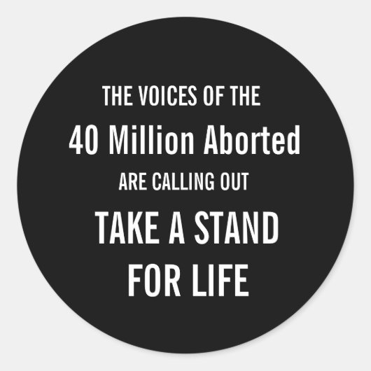 "Take a stand for Life" Sticker Sheet (Voorkant)
