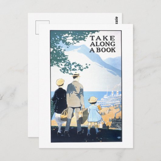 "Take Along A Book" Reisposter Briefkaart (Voorkant / Achterkant)