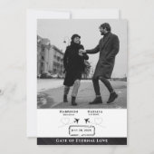 Take Flight with Love: Boarding Pass Save the Date Kaart (Achterkant)