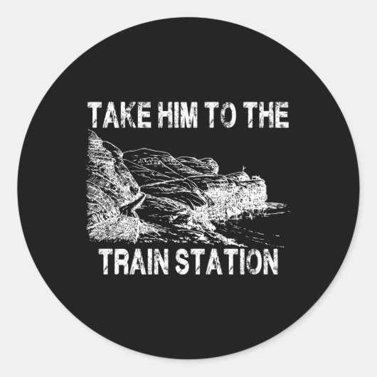Take Him To The Train Station Ronde Sticker (Voorkant)
